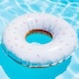 white frosted donut pool floatie in pool